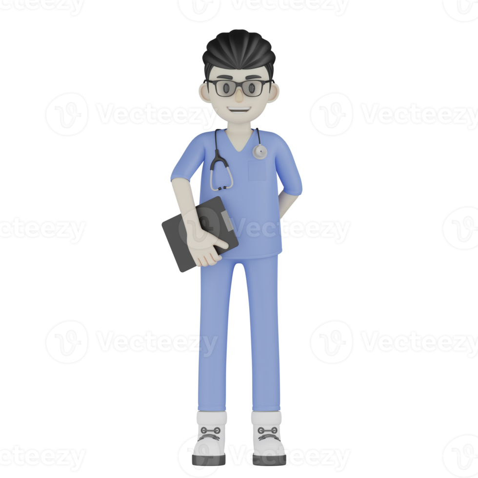 3D Isolated Doctor With A Medical Record png