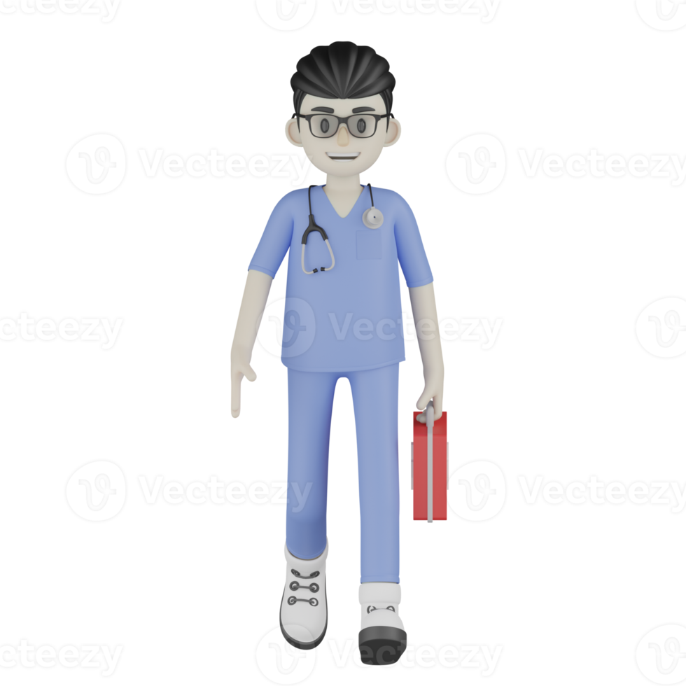 docteur isolé 3d avec sa mallette png