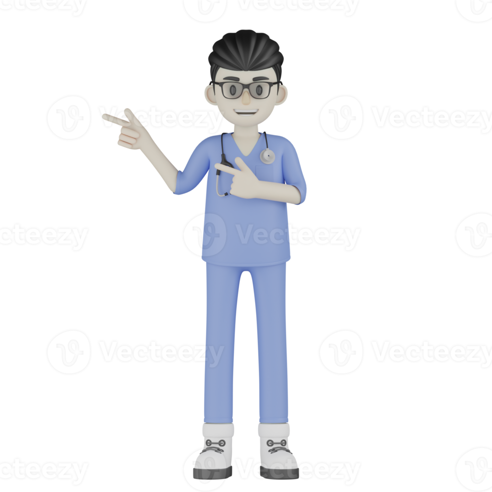 3D Isolated Doctor With Glasses And Blue Clothes png