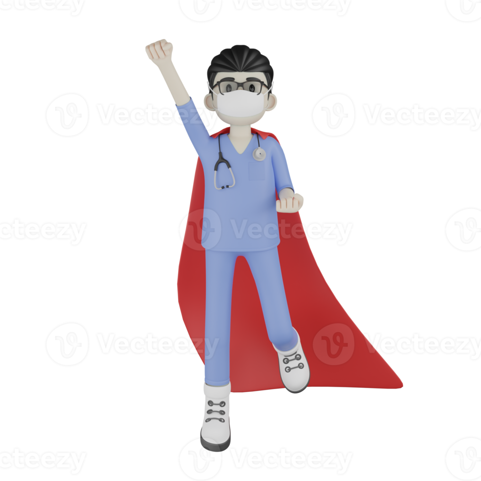 Docteur isolé 3d avec une robe rouge png