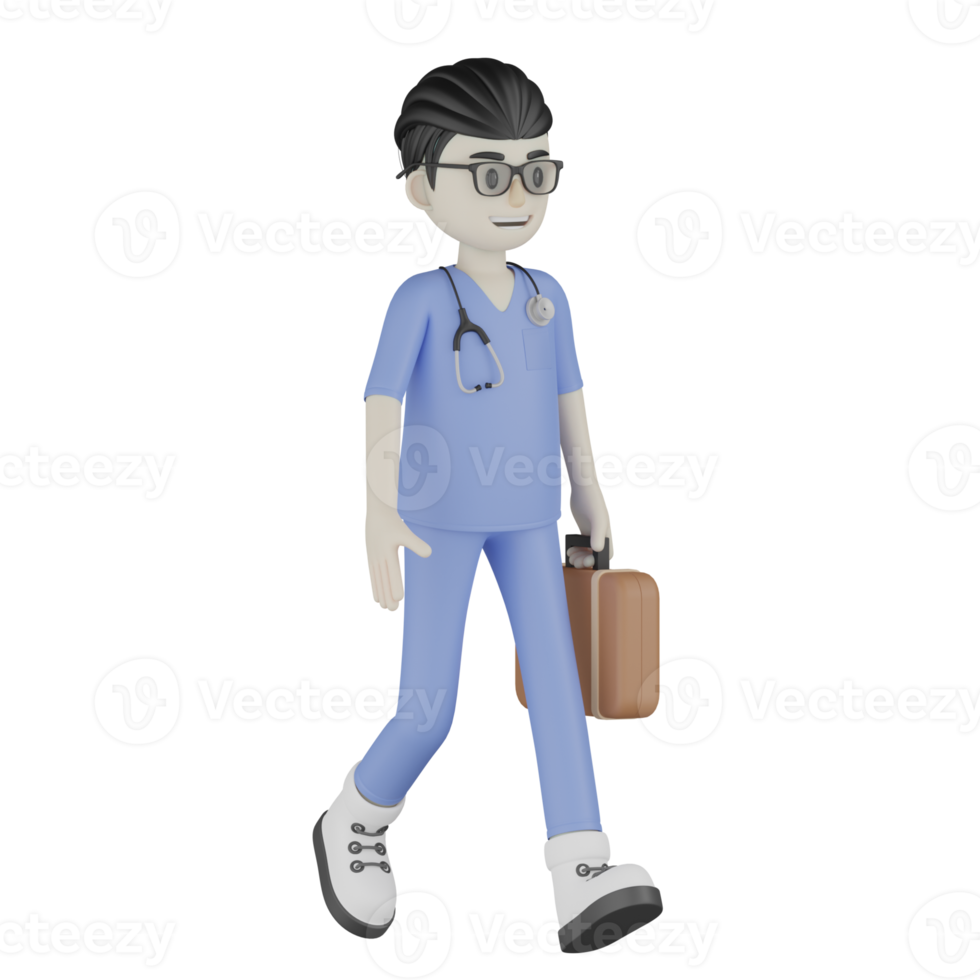 3D Isolated Doctor With His Briefcase png