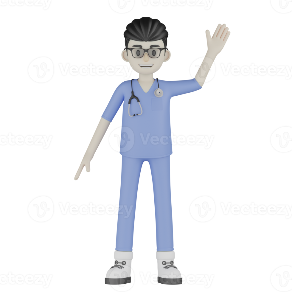 3D Isolated Doctor With Glasses And Blue Clothes png