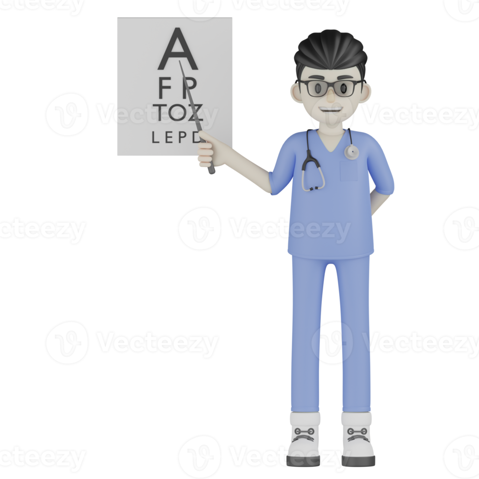 3d isoleren dokter met bril en blauw kleren png