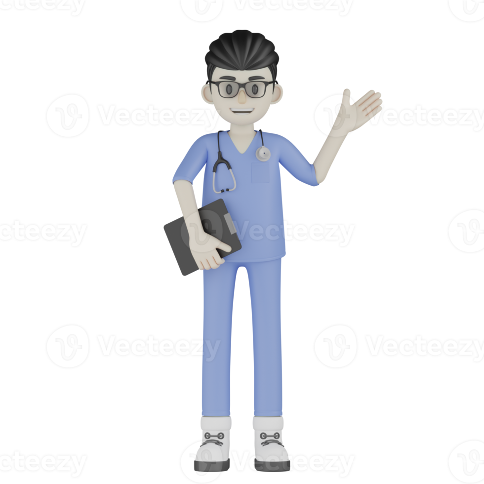 3D Isolated Doctor With A Medical Record png