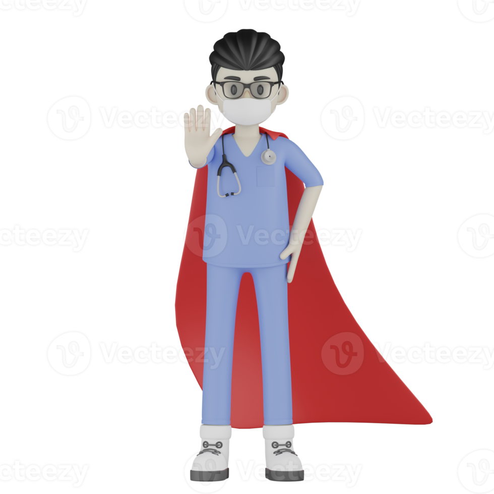 3D Isolated Doctor with a red robe png