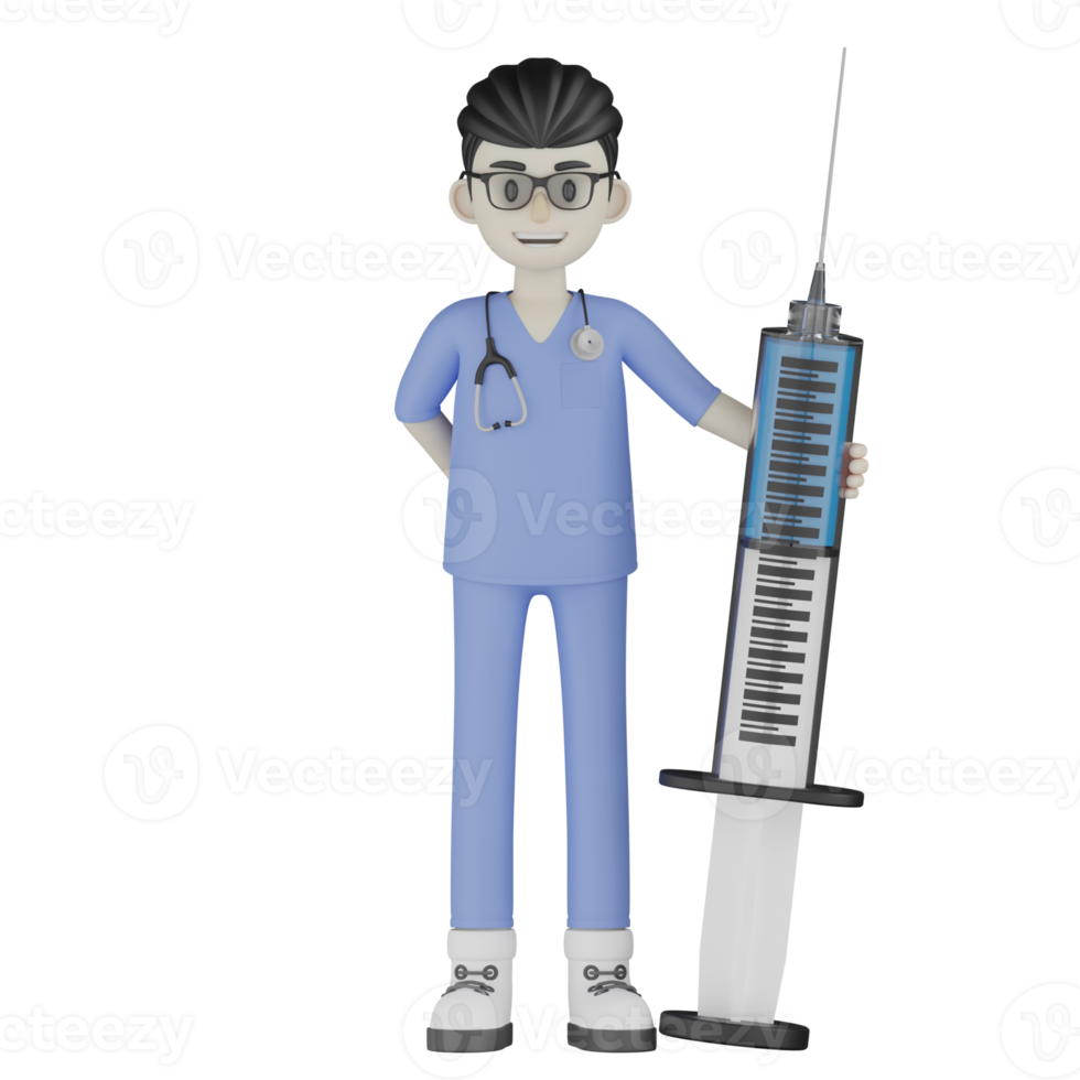 3D Isolated Doctor with fluids and injections png