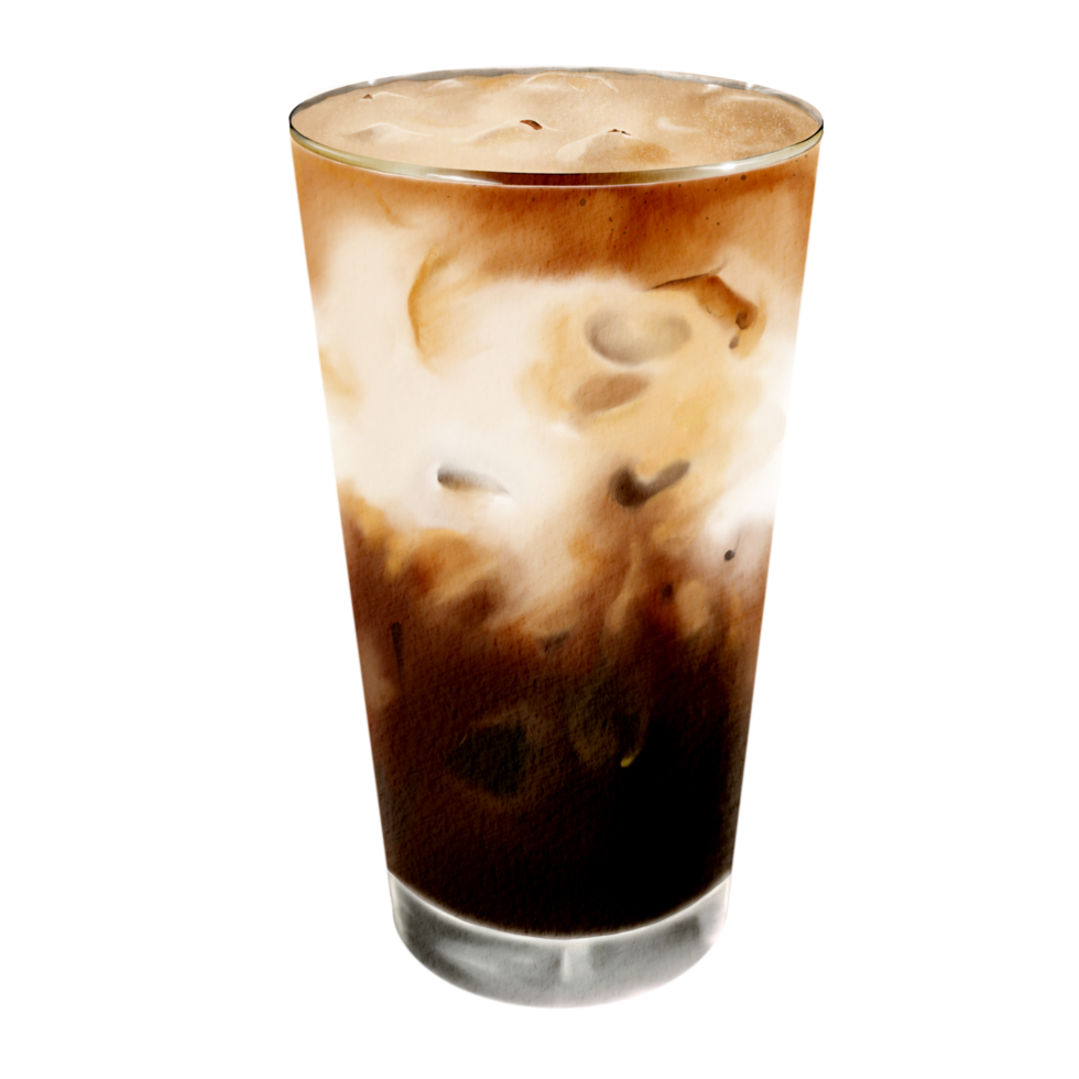 conjunto de aquarela de café gelado png