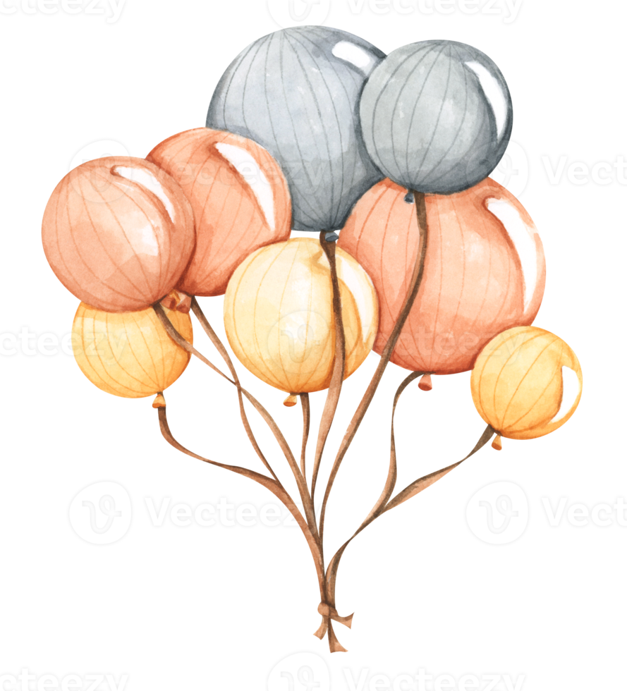 aria palloncini. acquerello illustrazione per cartolina, invito, striscione. png