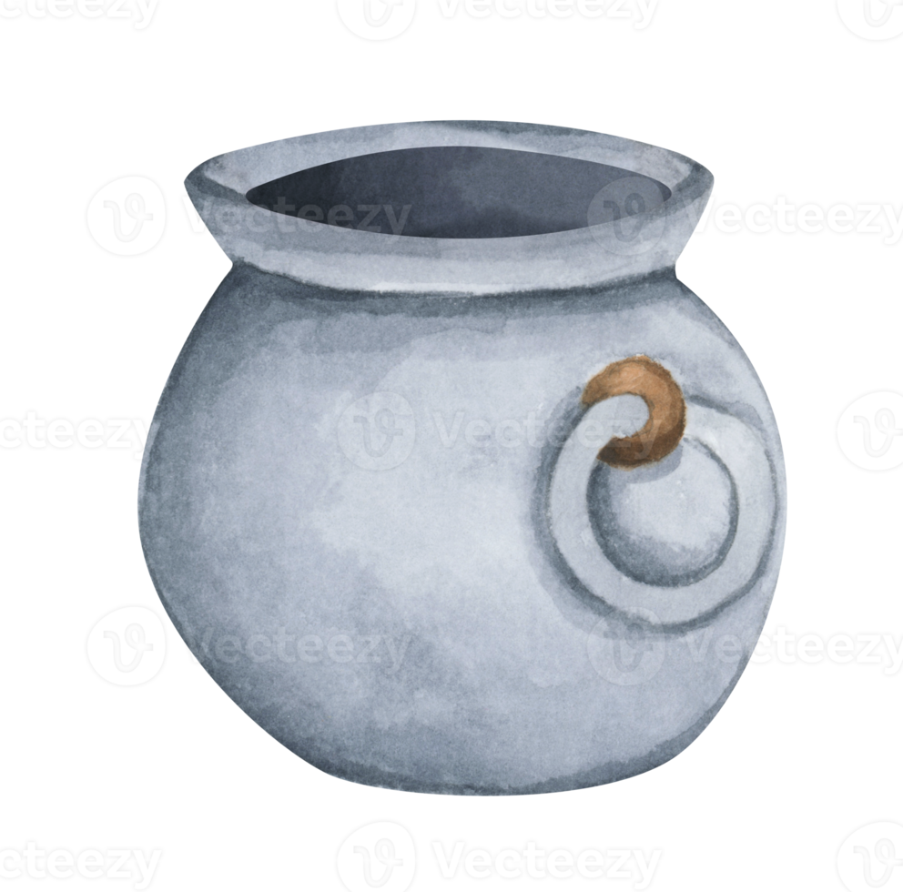 Fantasy witch cauldron, Steel black cauldron. Watercolor illustration for Halloween. Use it for postcards, invitations, and scrapbooking. png