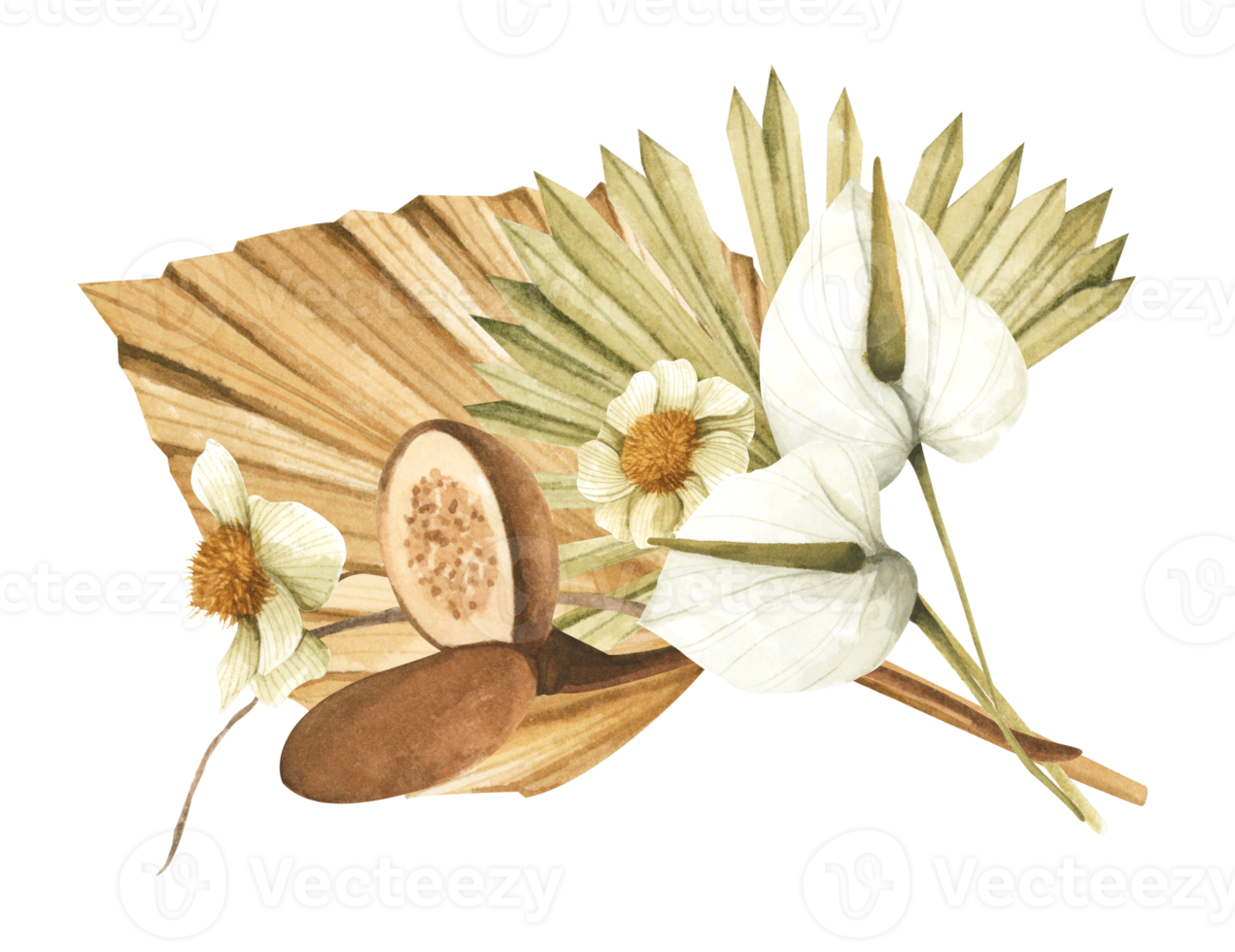 Watercolor floral frame bouquets of autumn leaves. png