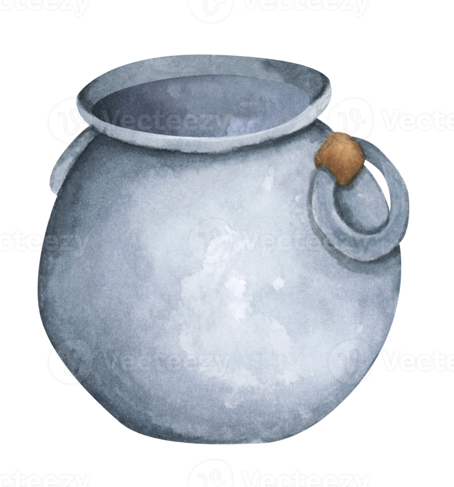 Fantasy witch cauldron, Steel black cauldron. Watercolor illustration for Halloween. Use it for postcards, invitations, and scrapbooking. png