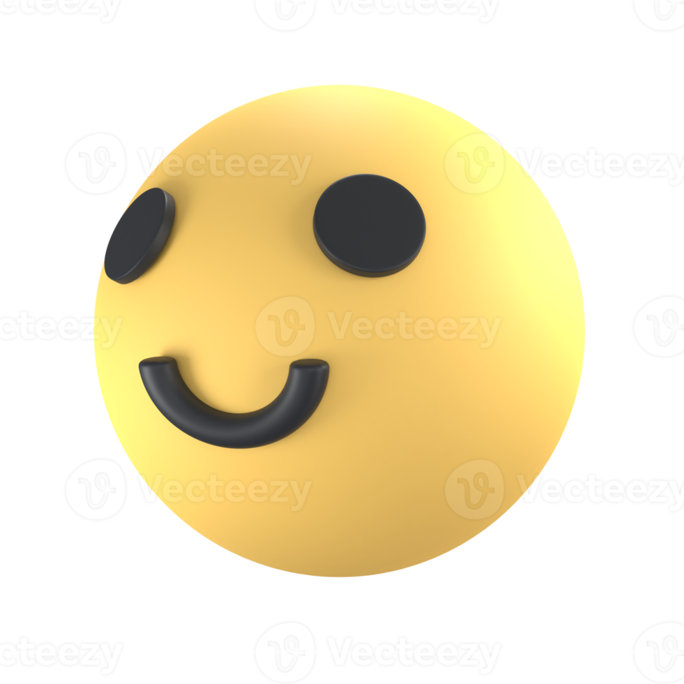 Smile Ball 3D rendering isolated on transparent background. Ui UX icon design web and app trend png