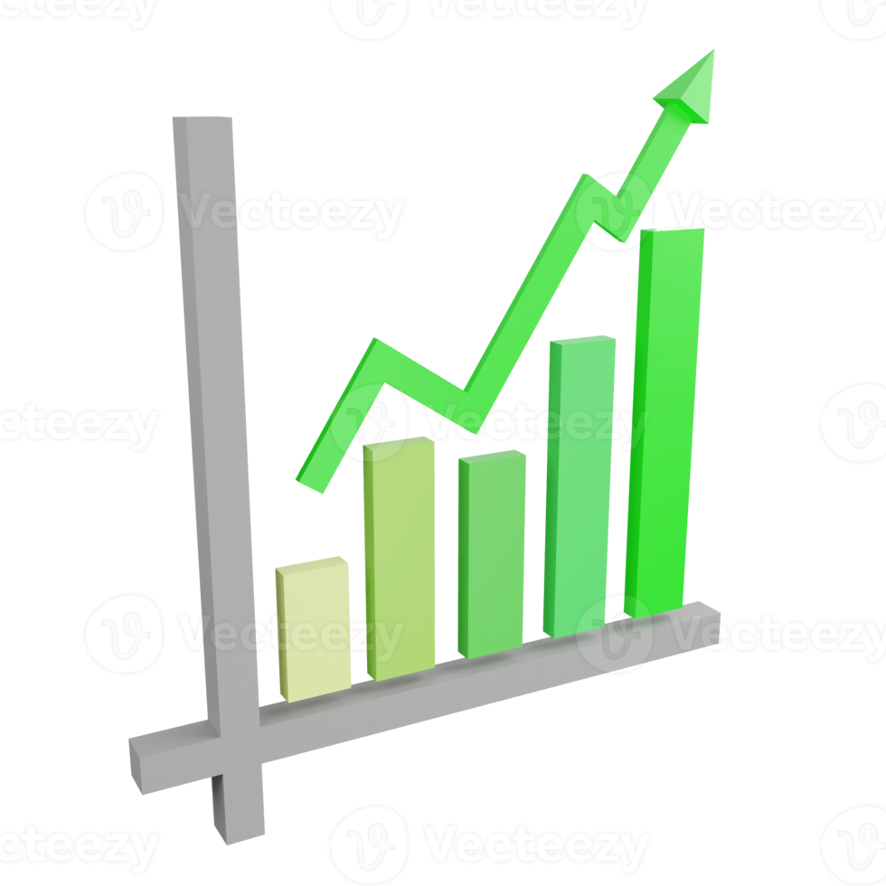 3D rendering profit graph icon on transparent background png