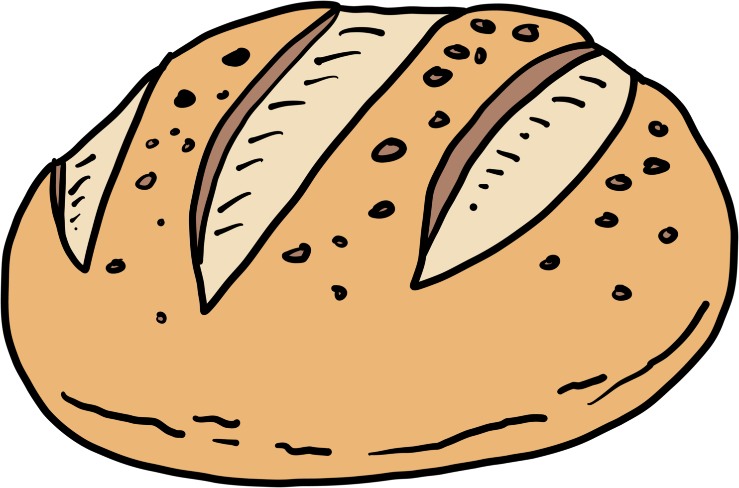 doodle frihand skiss ritning av bröd. png