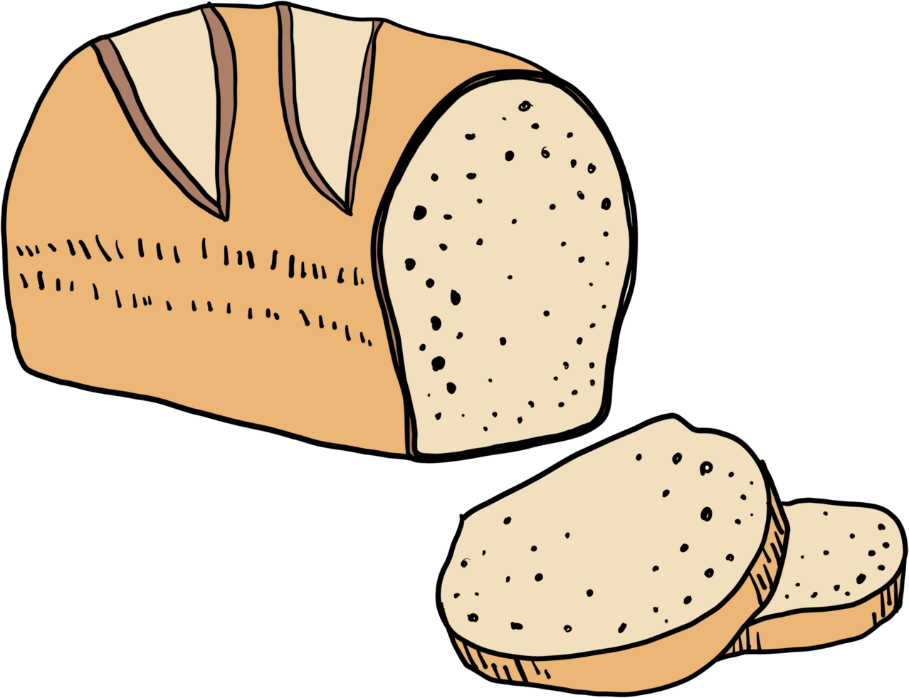 doodle croquis à main levée dessin de pain. png