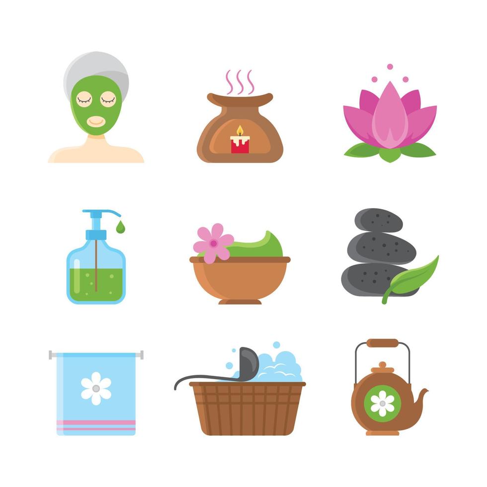 conjunto de iconos de elementos de spa vector