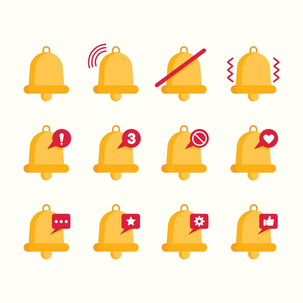 Set Of Bell Element Icons vector