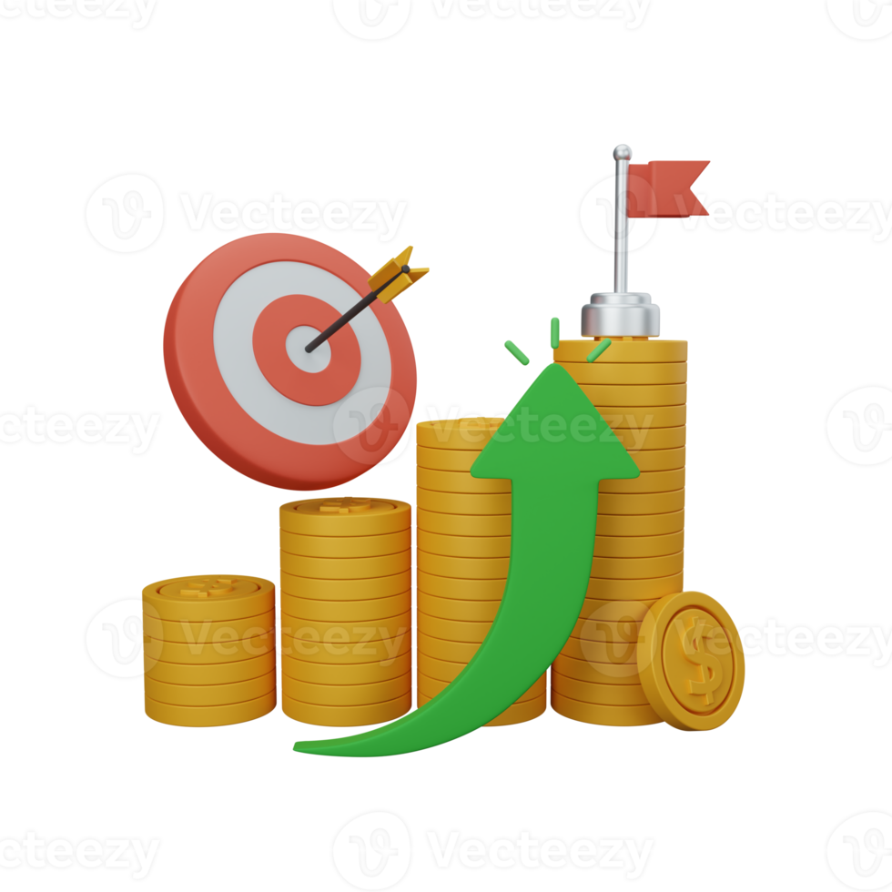 3d renderen doelen geïsoleerd nuttig voor bedrijf, munteenheid, economie en financiën ontwerp illustratie png