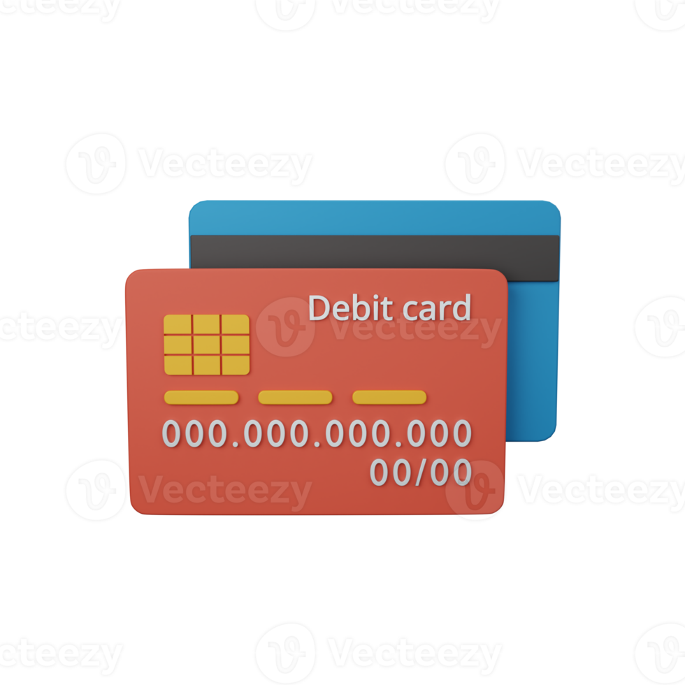 3d rendering debit card isolated useful for business, company, economy, corporate and finance design png