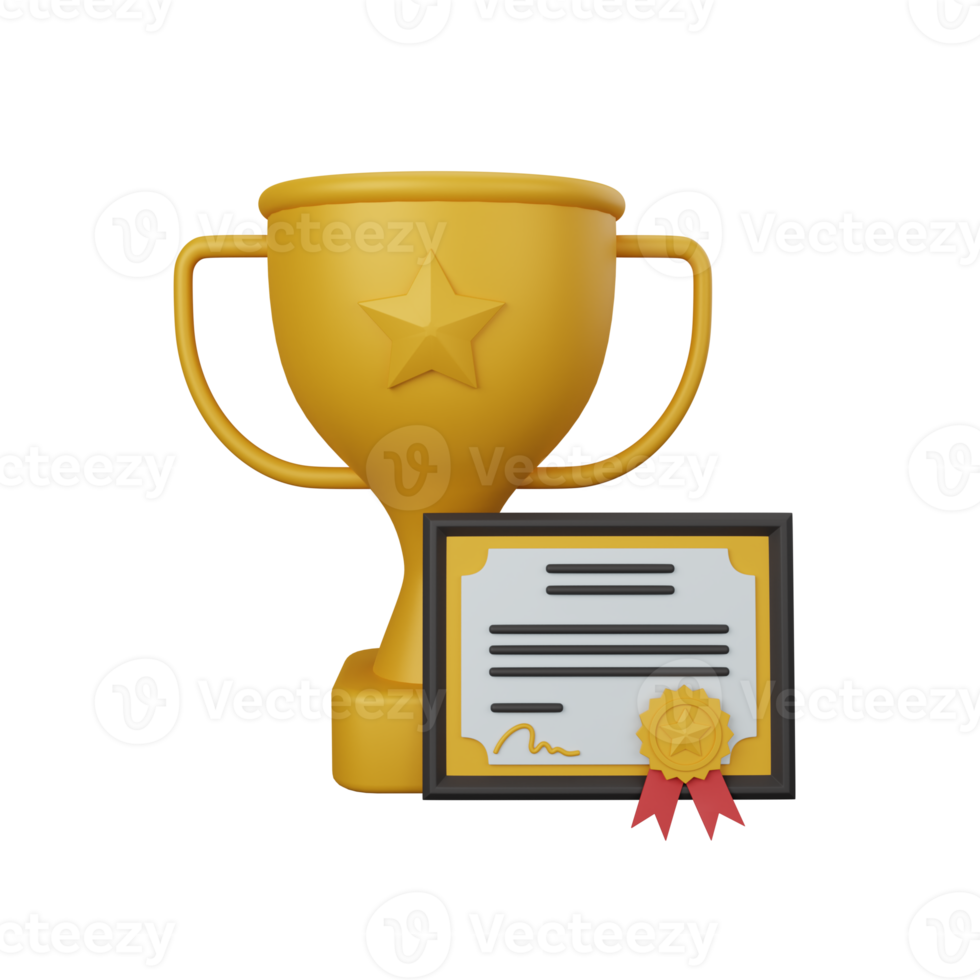 3d tolkning trofén och certifikat isolerat användbar för företag, företag, företags- och finansiera png