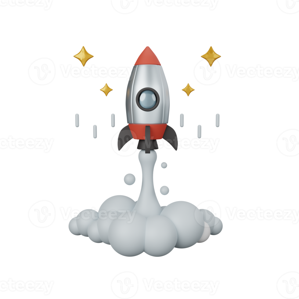 Lancement de fusée de rendu 3d isolé utile pour la conception d'entreprise, d'entreprise, d'entreprise et de finance png
