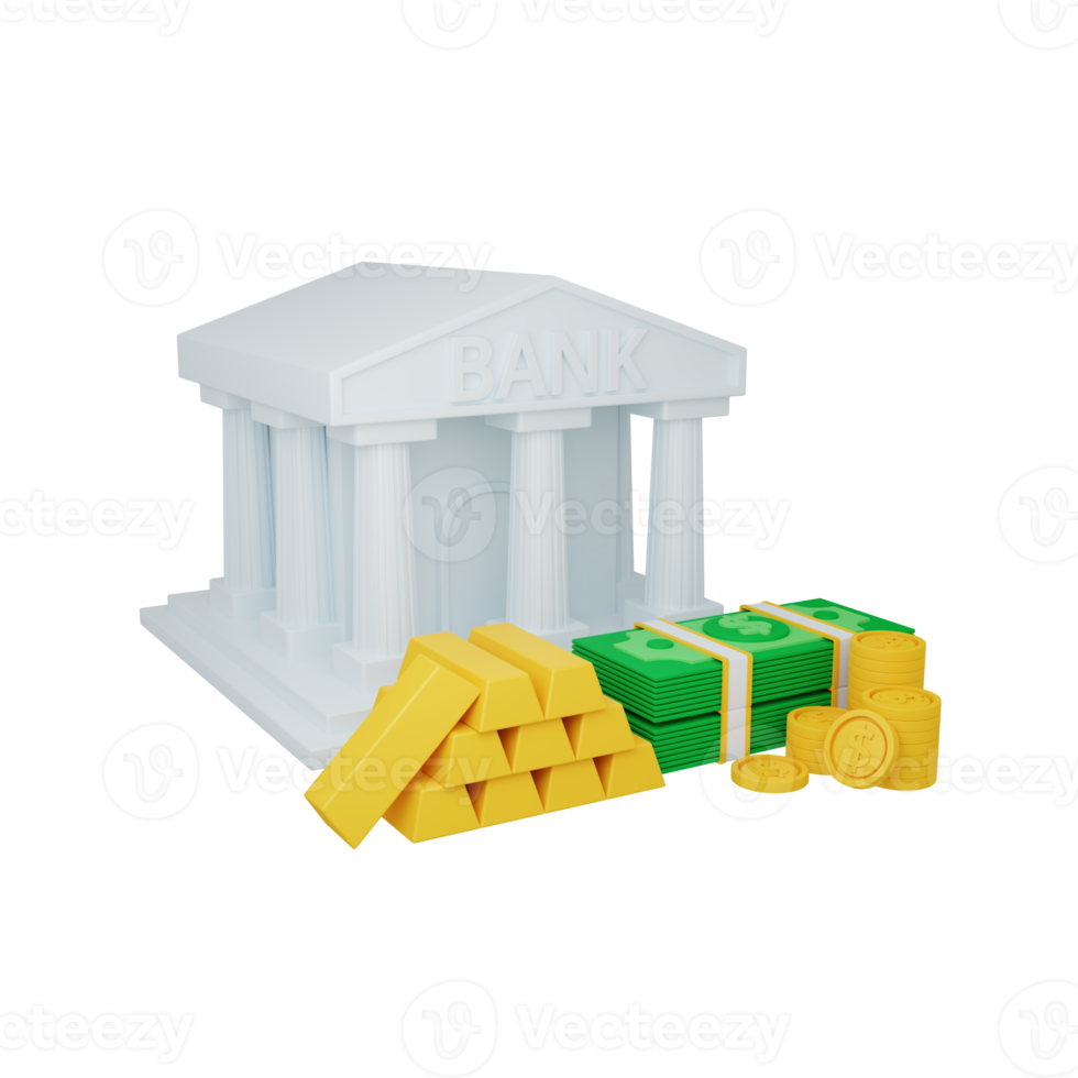 3d renderen bank geïsoleerd nuttig voor bedrijf, munteenheid, economie en financiën ontwerp illustratie png