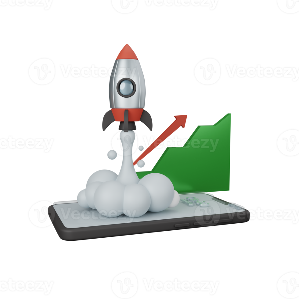 3d tolkning raket sjösättning isolerat användbar för företag, företag, företags- och finansiera design png