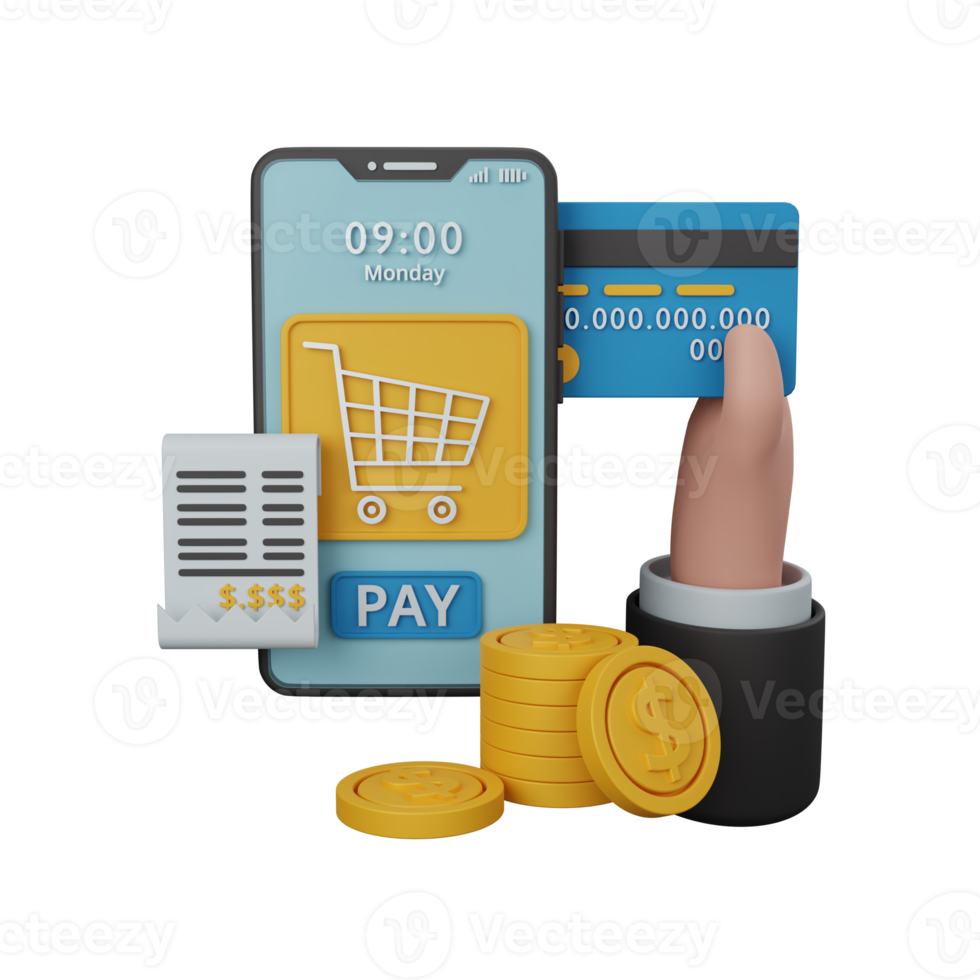 3d rendering online payment isolated useful for business, currency, economy and finance design png