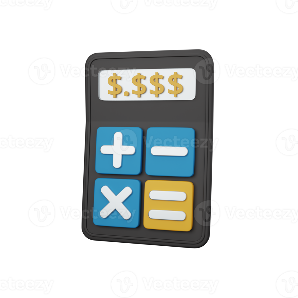 3d interpretazione calcolatrice isolato utile per attività commerciale, azienda, economia, aziendale e finanza design png