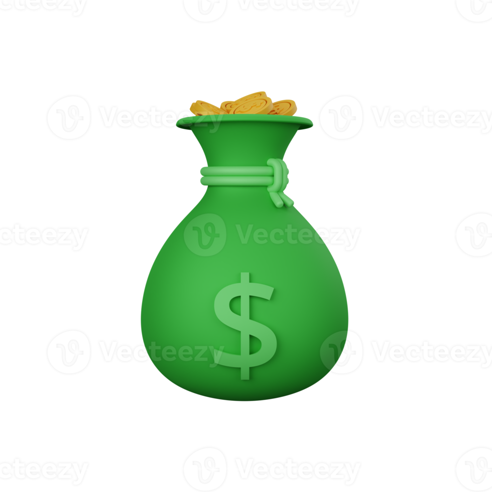 3d renderen geld zak geïsoleerd nuttig voor bedrijf, bedrijf, economie, zakelijke en financiën ontwerp png