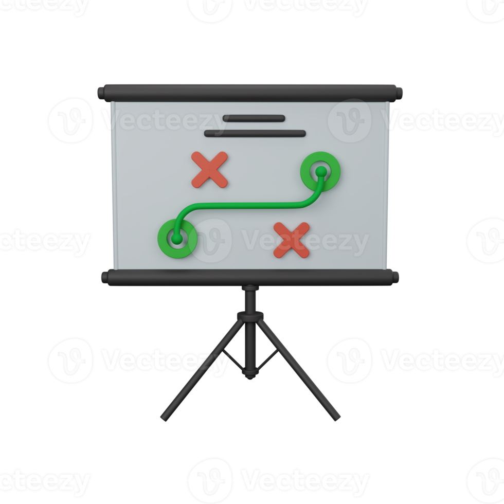3d rendering strategy board isolated useful for business, company, economy, corporate and finance png