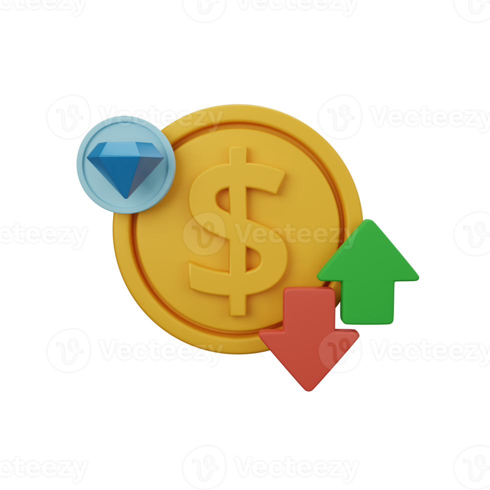 Valor do dólar de renderização 3D isolado útil para negócios, moeda, economia e design de finanças png