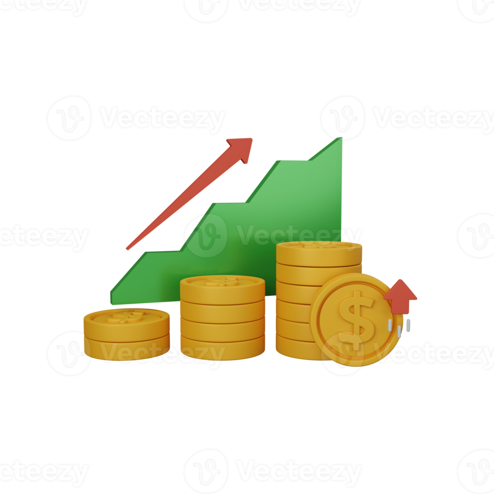 Representación 3D beneficio financiero aislado útil para negocios, empresa, economía, empresa y finanzas png