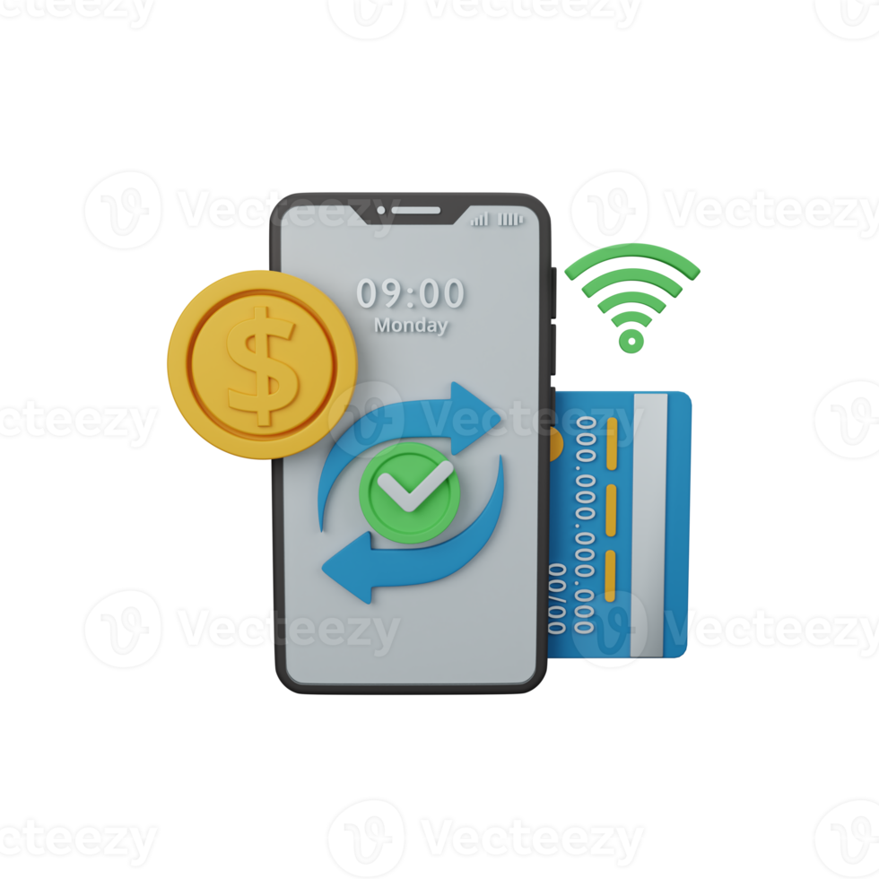 3d rendering online transaction isolated useful for business, company, corporate and finance design png