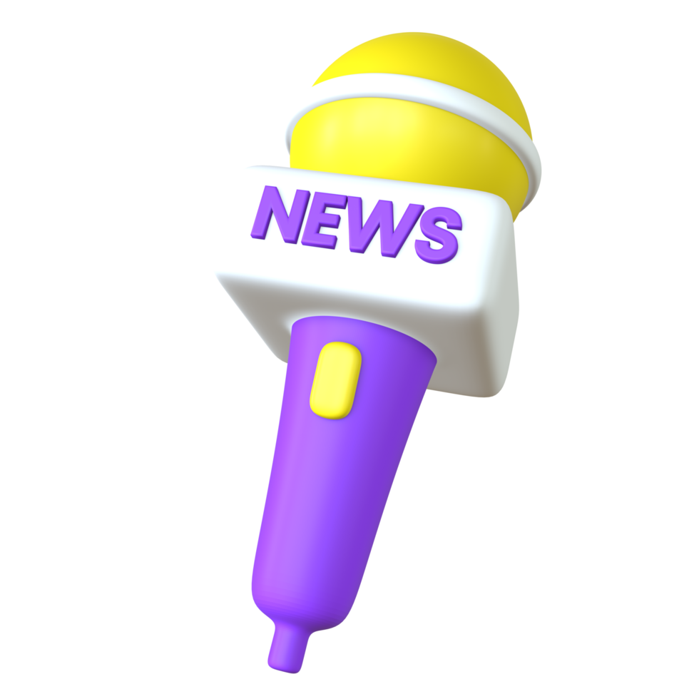 3D Journalist Microphone Illustration png