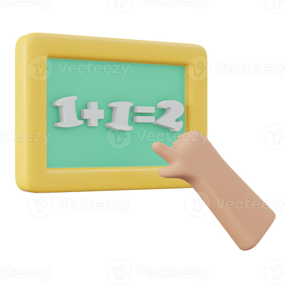 3D Rendering of math on tablet for kid back to school. 3d render illustration cartoon style. png