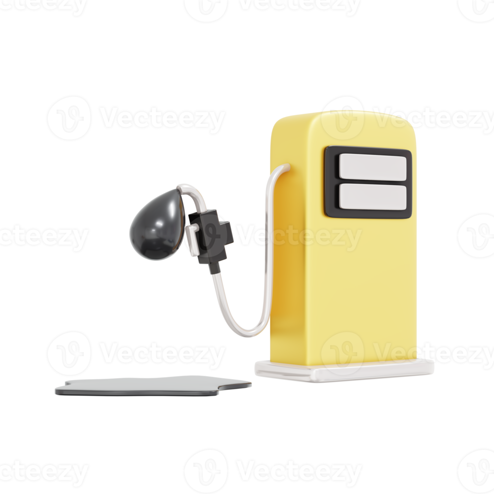 3D Rendering of petroleum oil fuel pump nozzle isolated. 3D Render illustration cartoon style. png