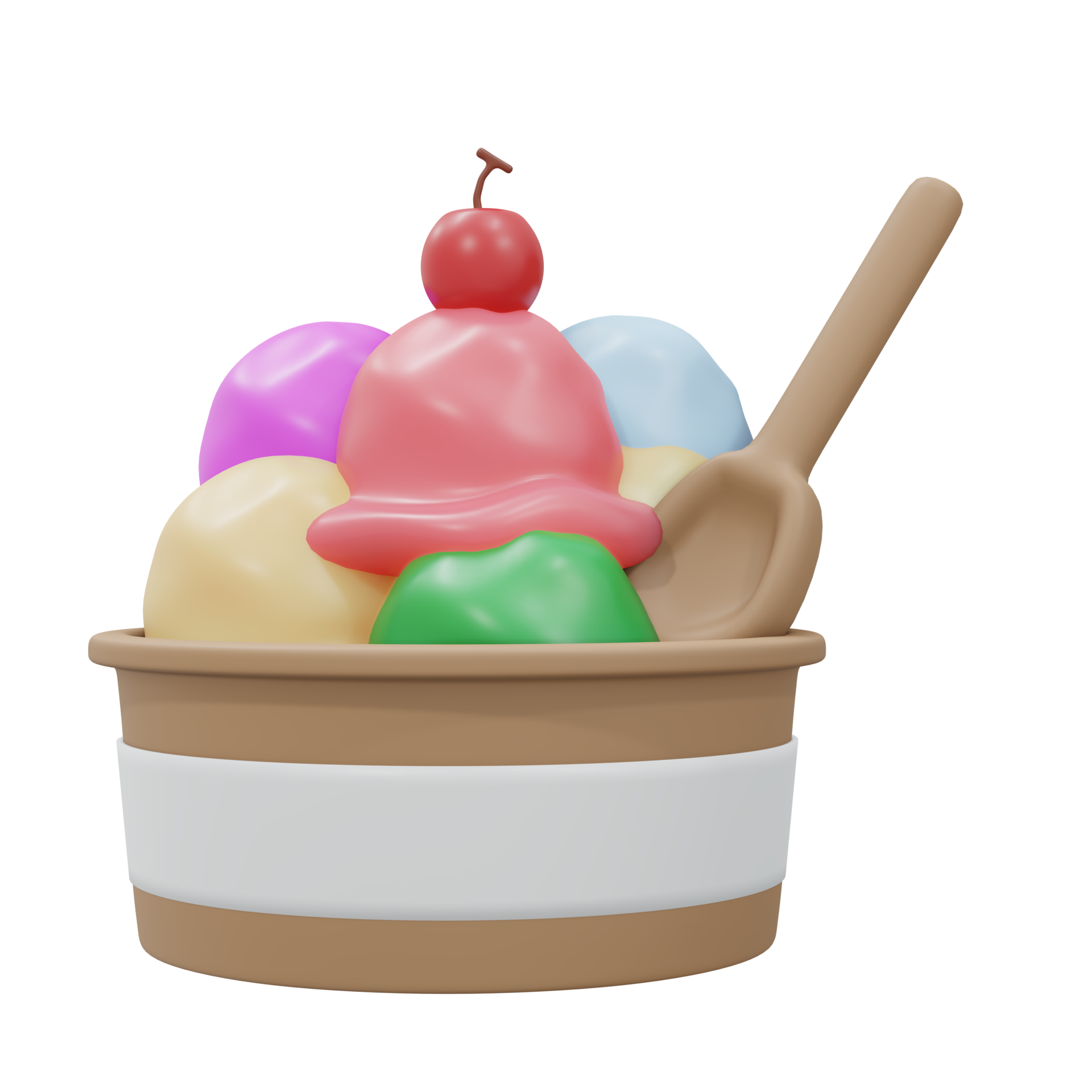 Free 3D Rendering to go cup of ice cream scoop many color. 3d render cartoon  style. 11048644 PNG with Transparent Background