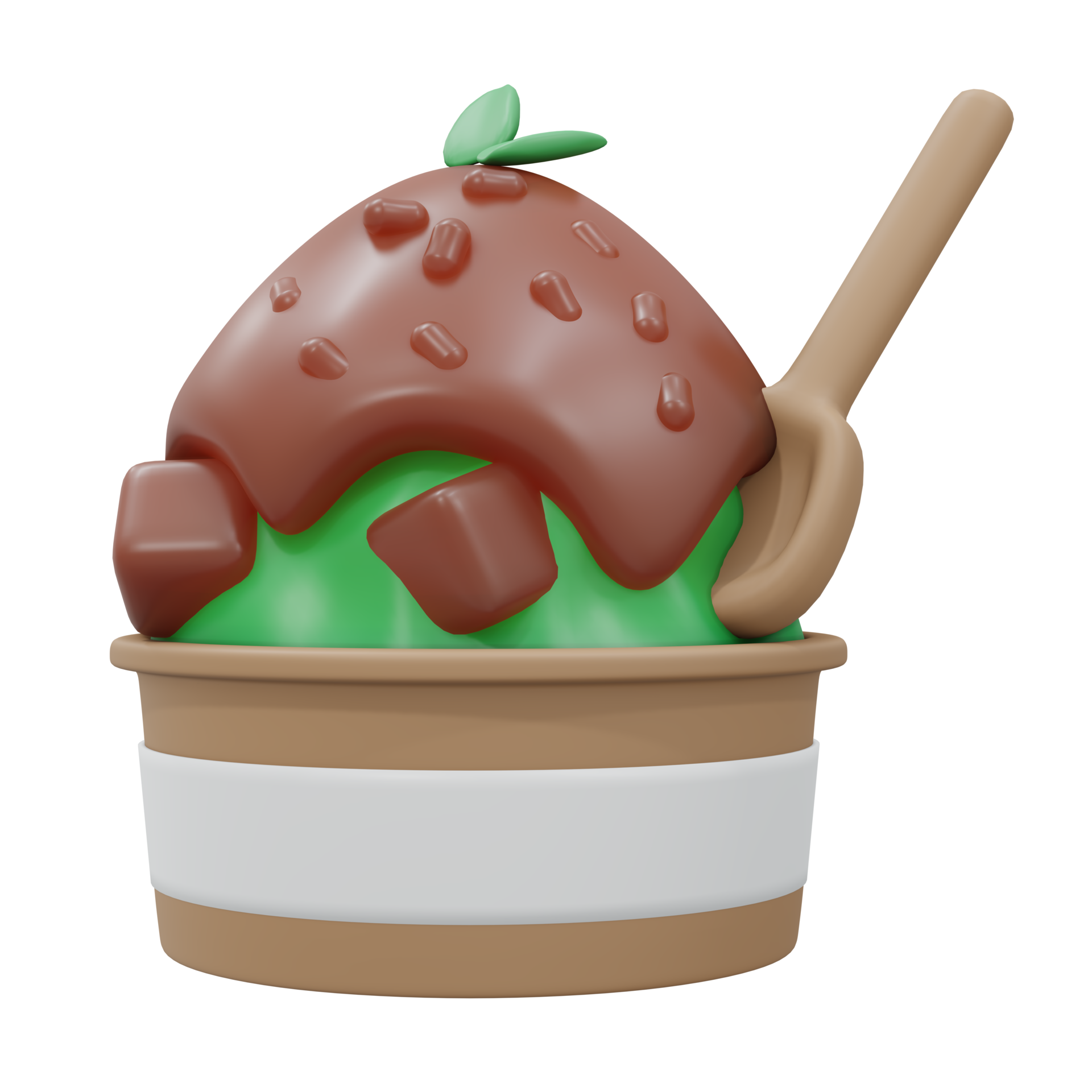 Free 3D Rendering to go cup of green tea red bean ice cream soft ice. 3d  render cartoon style. 11048646 PNG with Transparent Background