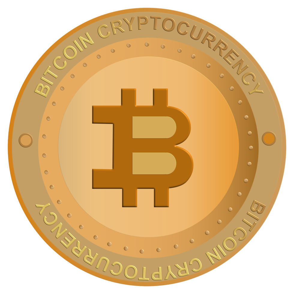 Brown Bitcoin  on transparent background. png