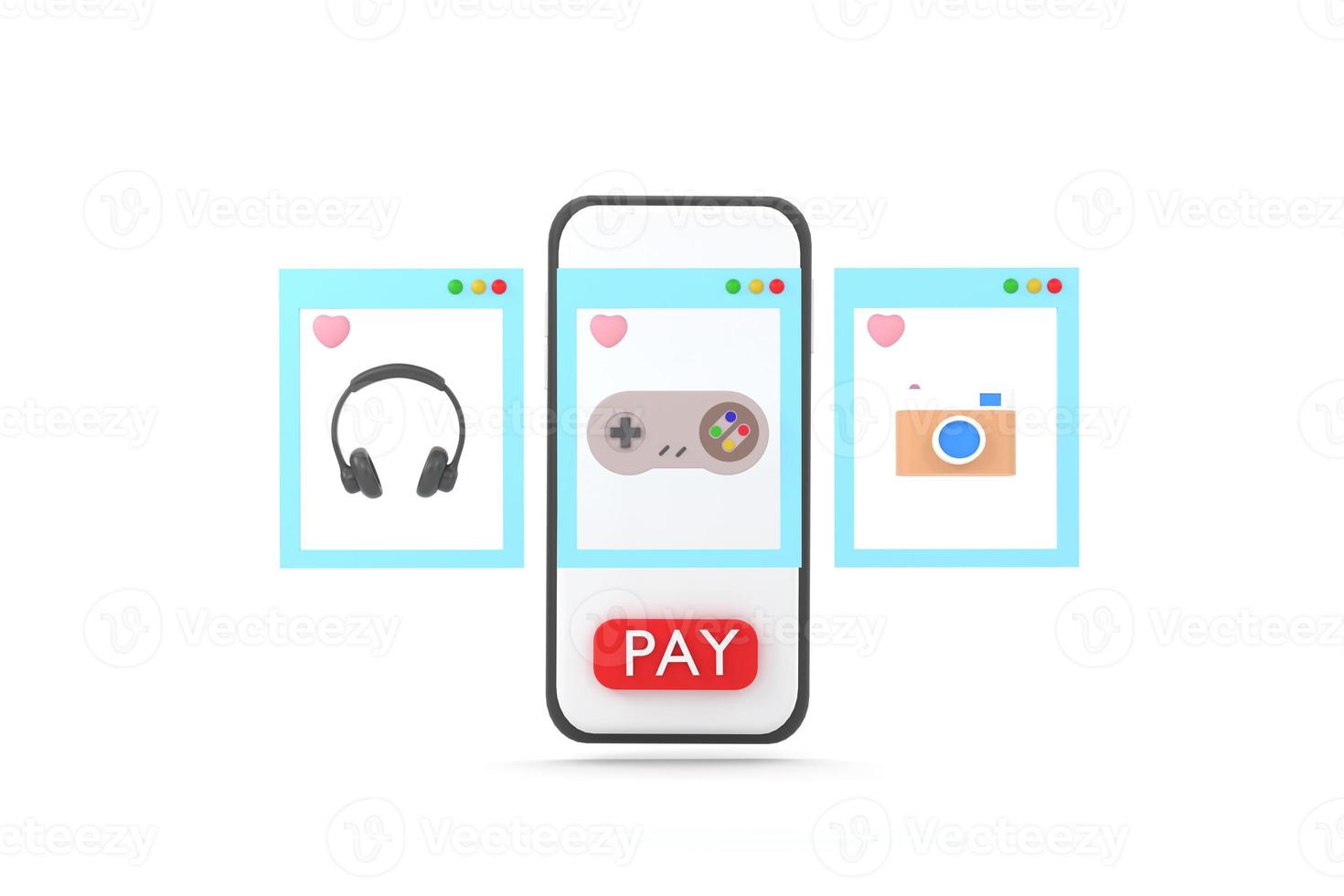 screens Shopping app flat design template for mobile apps. Shopping online concept. photo