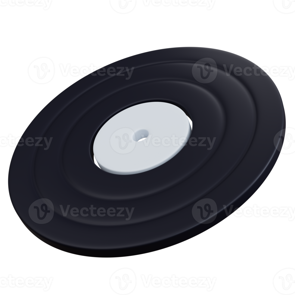 3d rendering black vinyl record isolated png