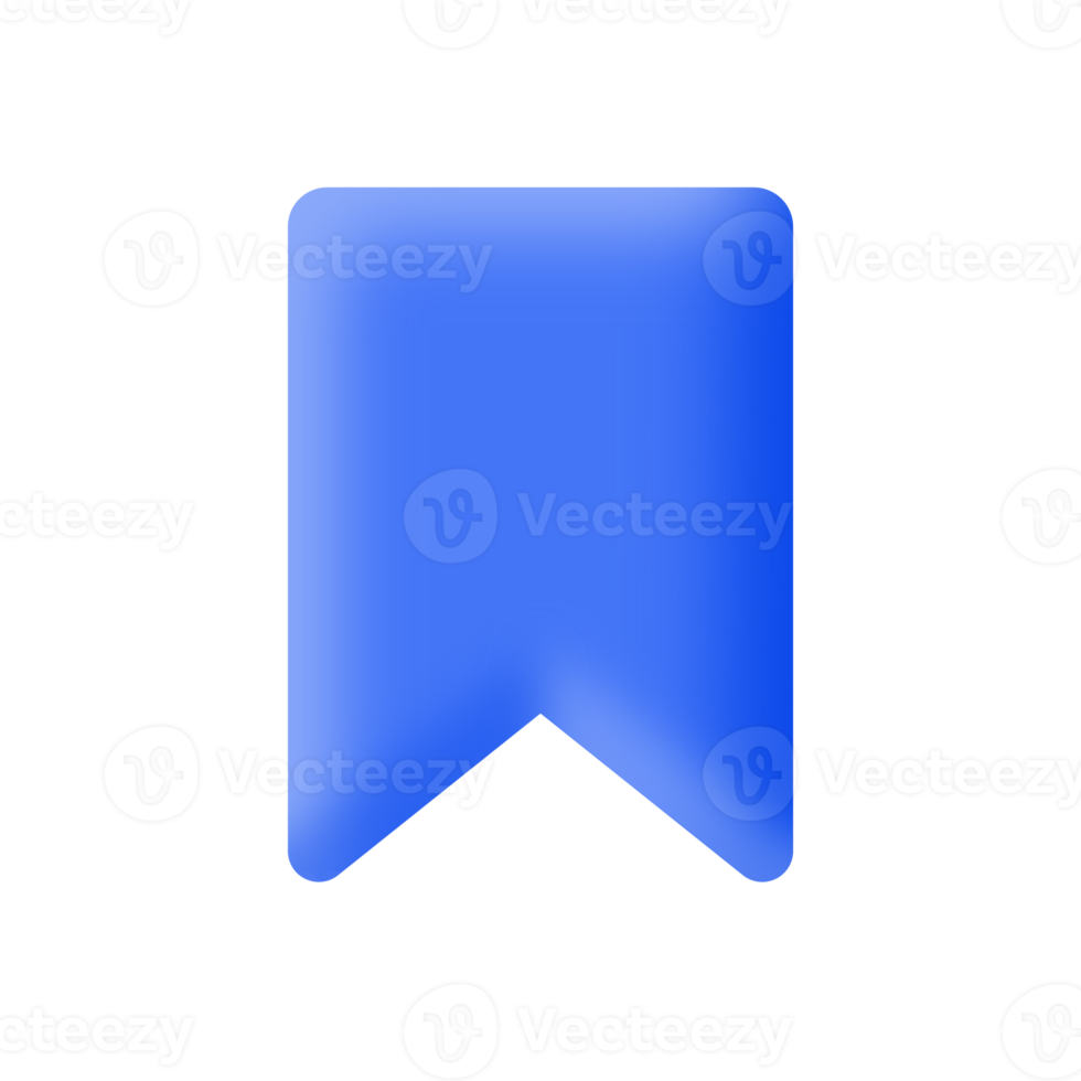 3d bokmärke ikon ui element gränssnitt blå Färg design med transparent bakgrund png