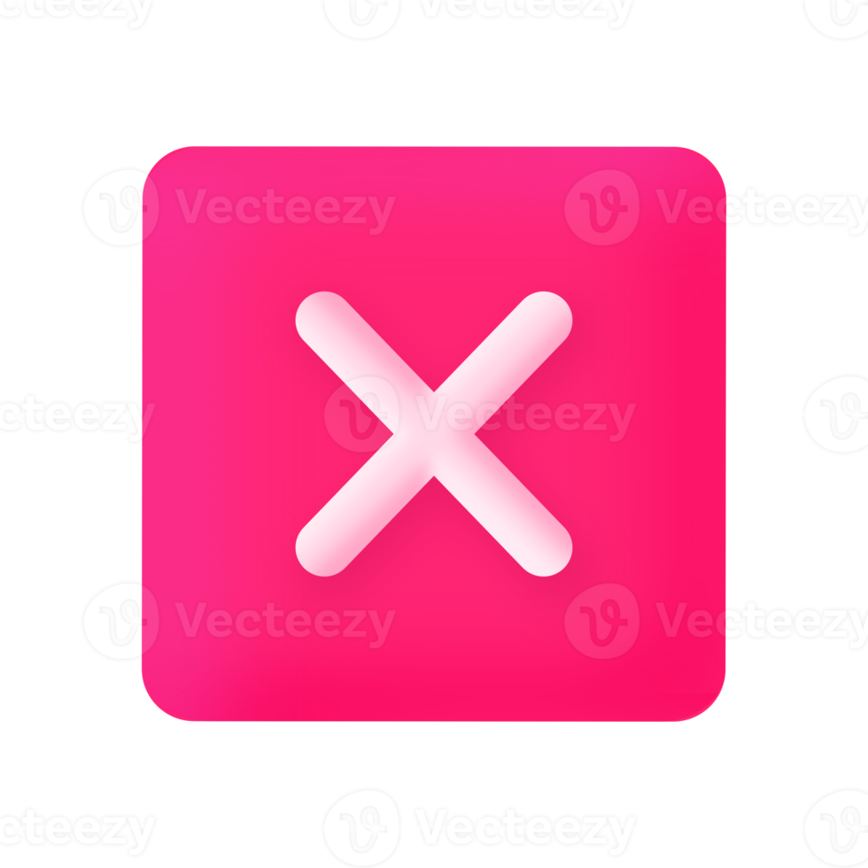 3D Close Icon Cross Exit Sign Element Illustration with Transparent Background png