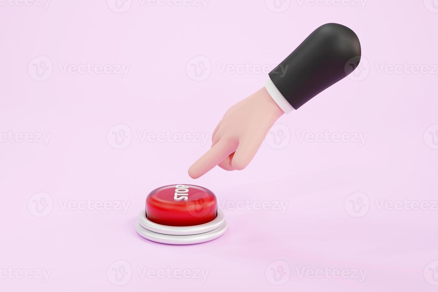 Cartoon hand pressing the red button. system control photo