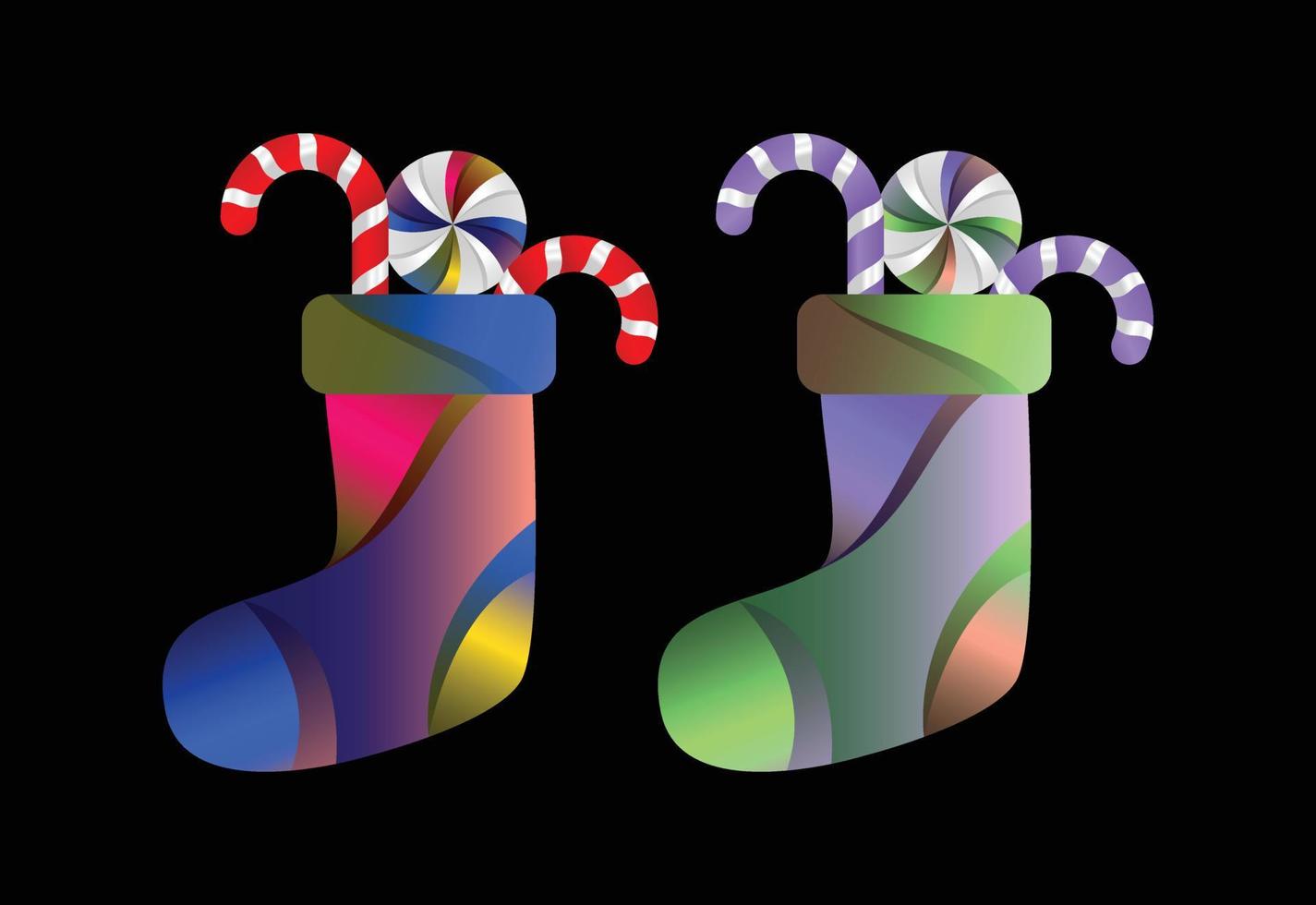 Christmas colorful stocking vector design template, Christmas decorations