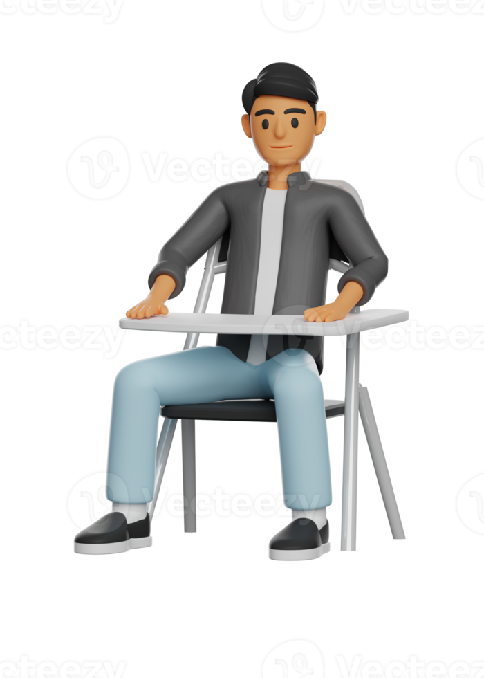 3D Illustration of a man sitting png