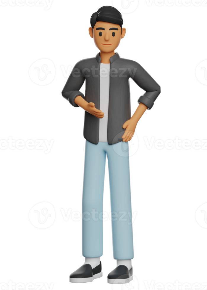 3D illustration of a man posing please png