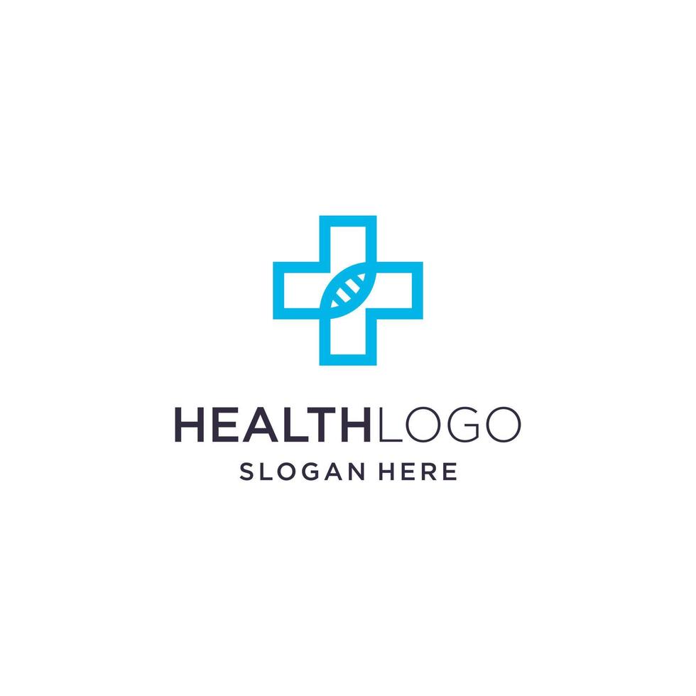 medical and health logo monoline, and flat illustration template set in cross, vector