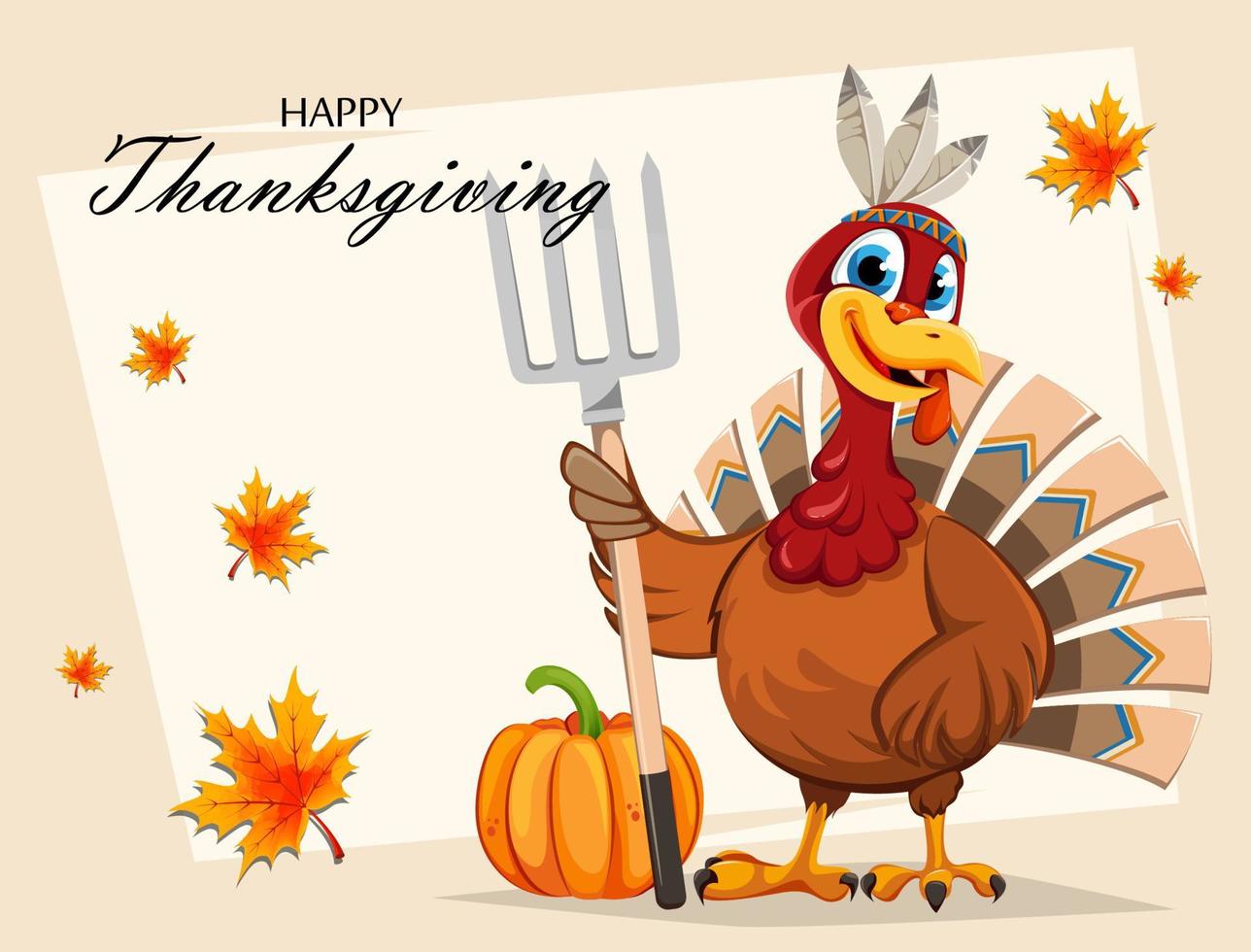 Happy Thanksgiving. Funny Thanksgiving Turkey bird vector